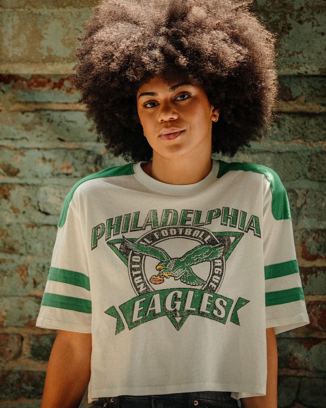 Women's Philadelphia Eagles Striped Crop Tee