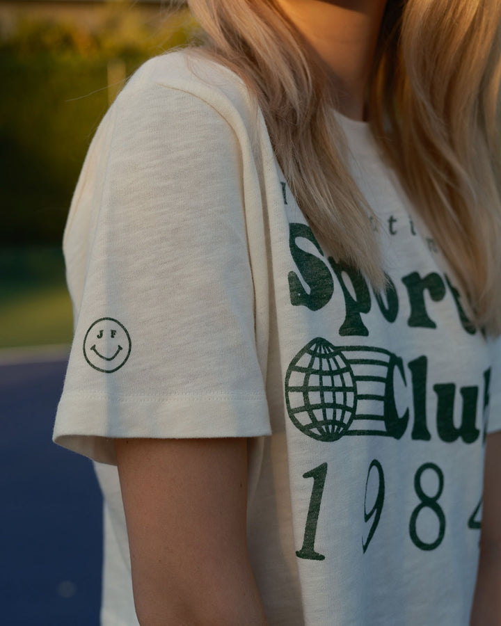 Women's International Sports Club 1984 Mock Neck Crop Tee