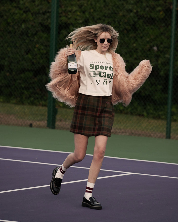 Women's International Sports Club 1984 Mock Neck Crop Tee