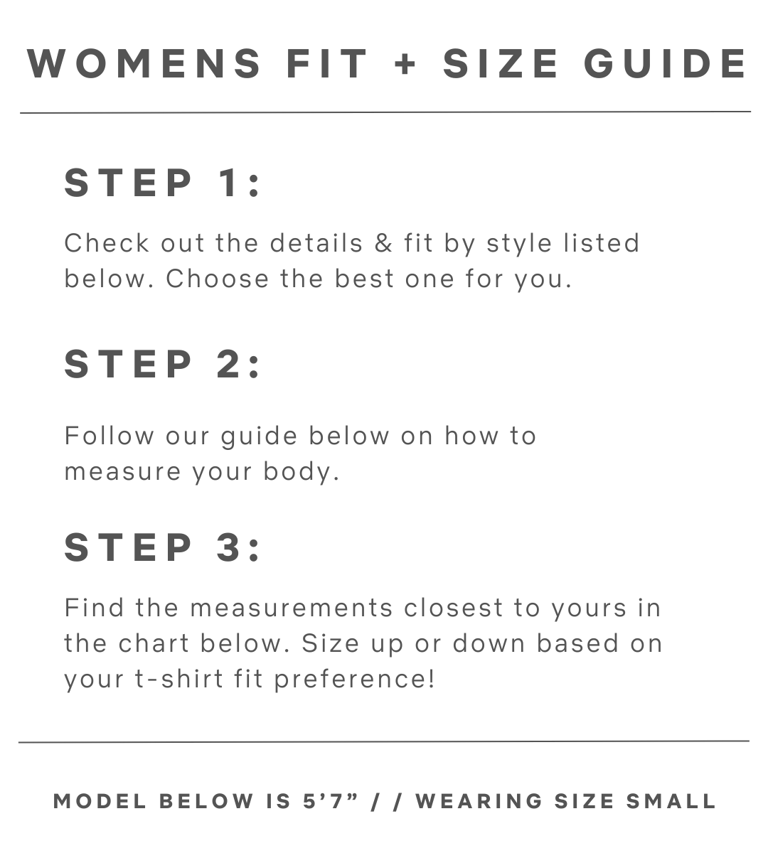 Women's Fit + Size Guide Junk Food Clothing