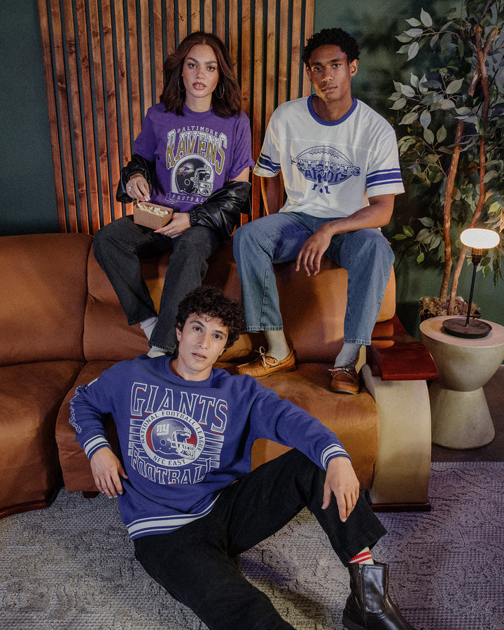 New England Patriots Oversized Striped Ringer Tee