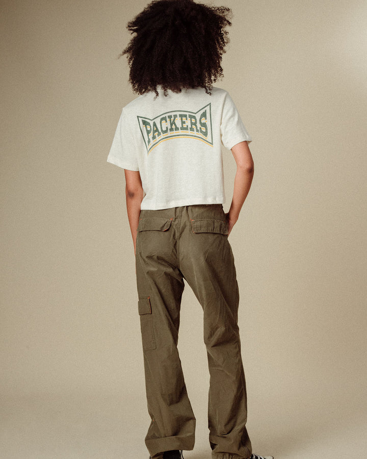 Women's Packers Mock Neck Crop Tee