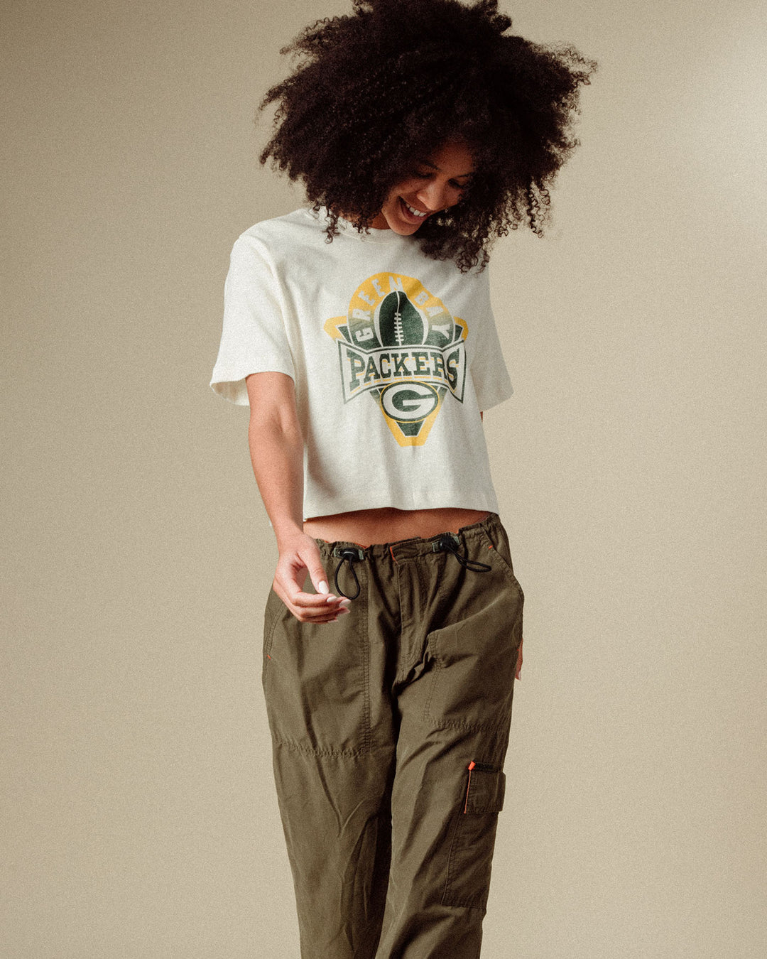 Women's Packers Mock Neck Crop Tee