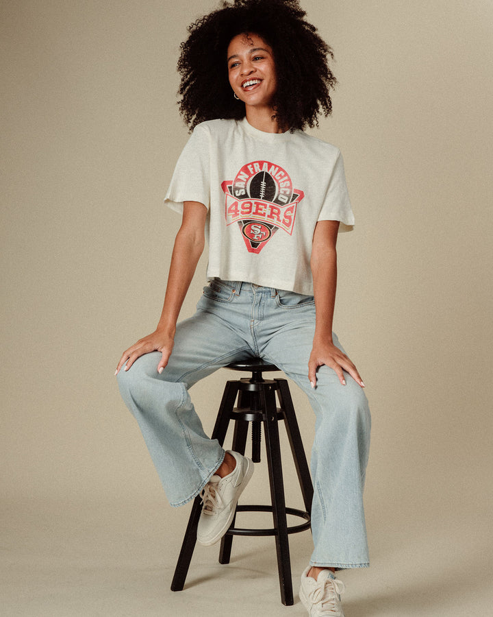 Women's 49ers Mock Neck Crop Tee