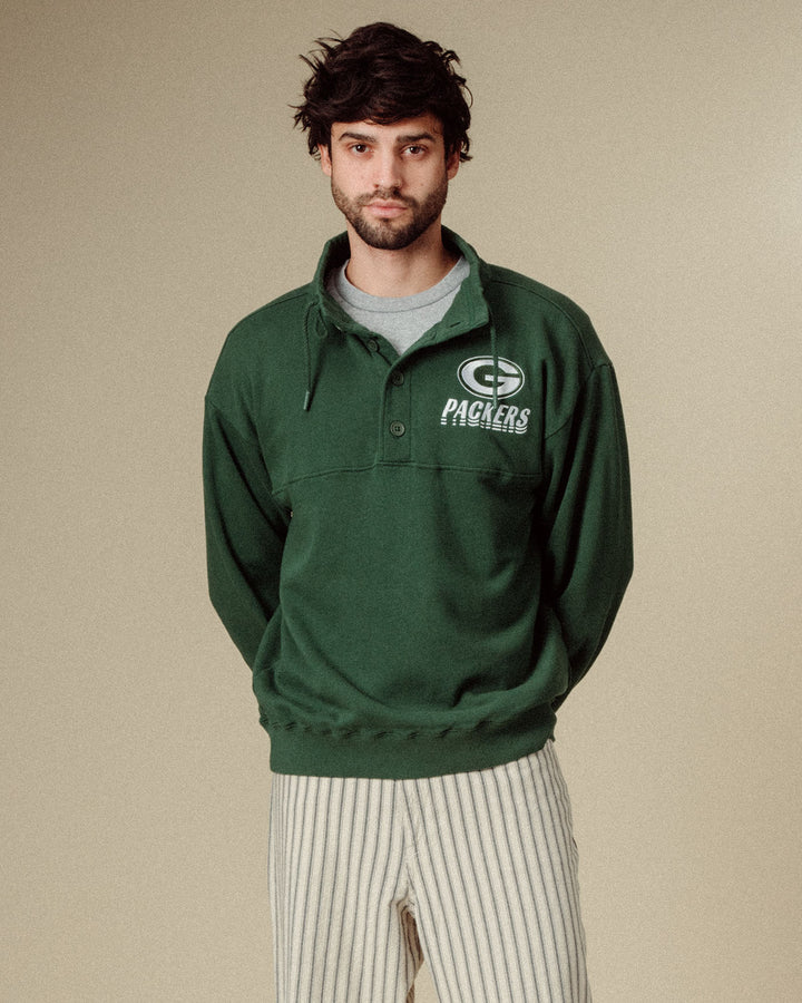 Green Bay Packers Mock Button Up Fleece