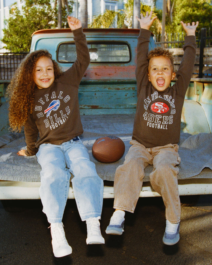 Kids Buffalo Bills Flocked Raglan Crew Fleece