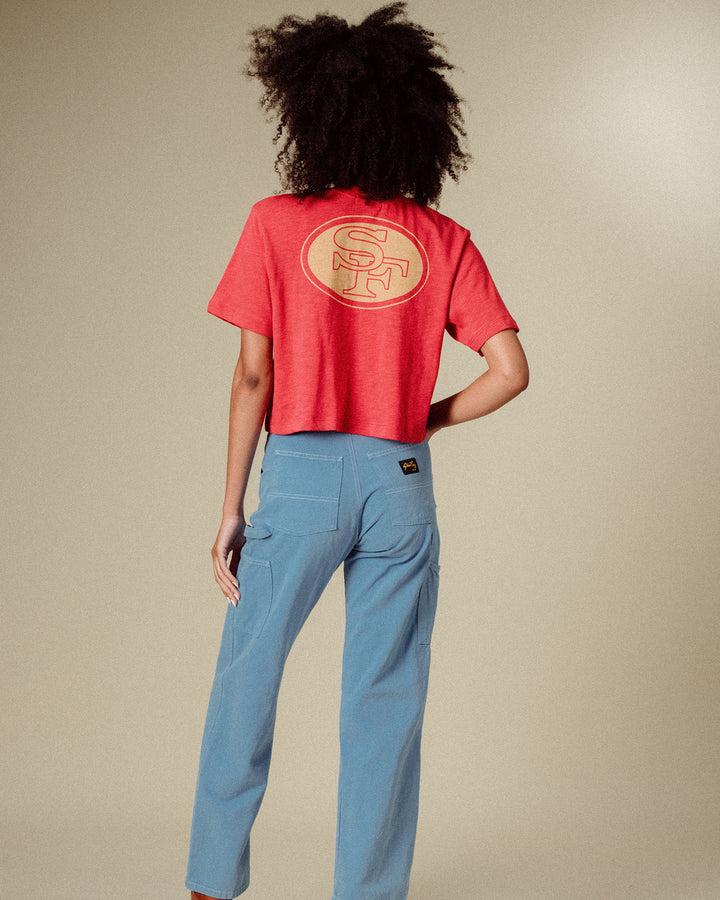 Women's San Francisco 49ers Dual Threat Mock Neck Crop Tee