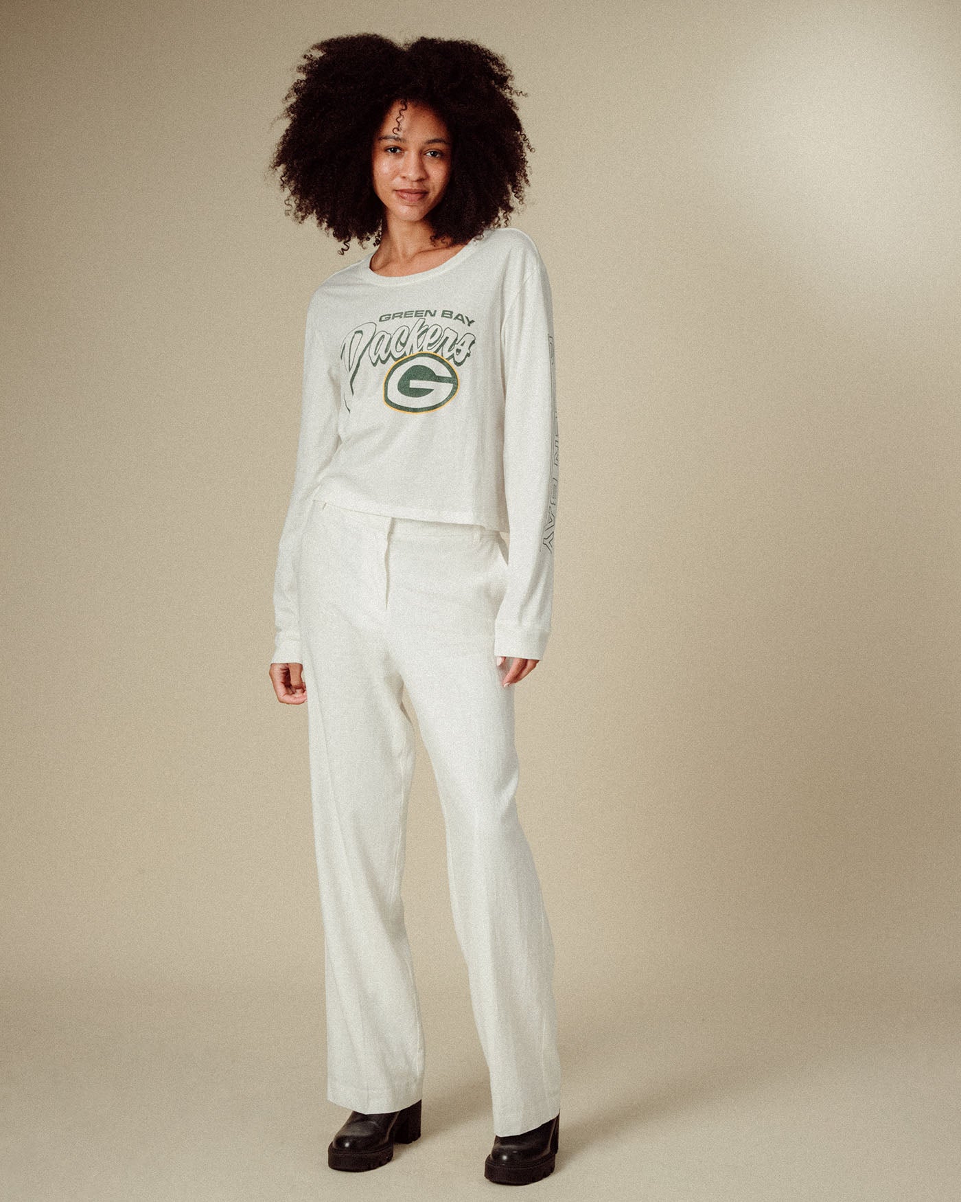 Women's Green Bay Packers Touchdown Long Sleeve Crop Tee – Junk