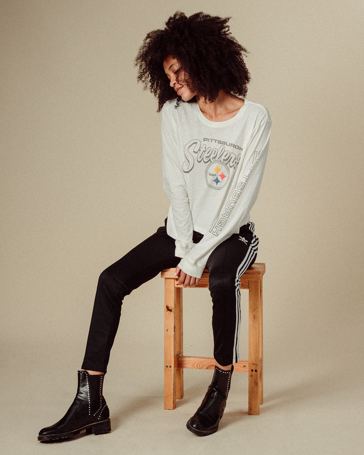 Women's Pittsburgh Steelers Touchdown Long Sleeve Crop Tee