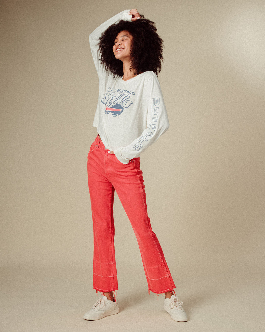 Women's Buffalo Bills Touchdown Long Sleeve Crop Tee