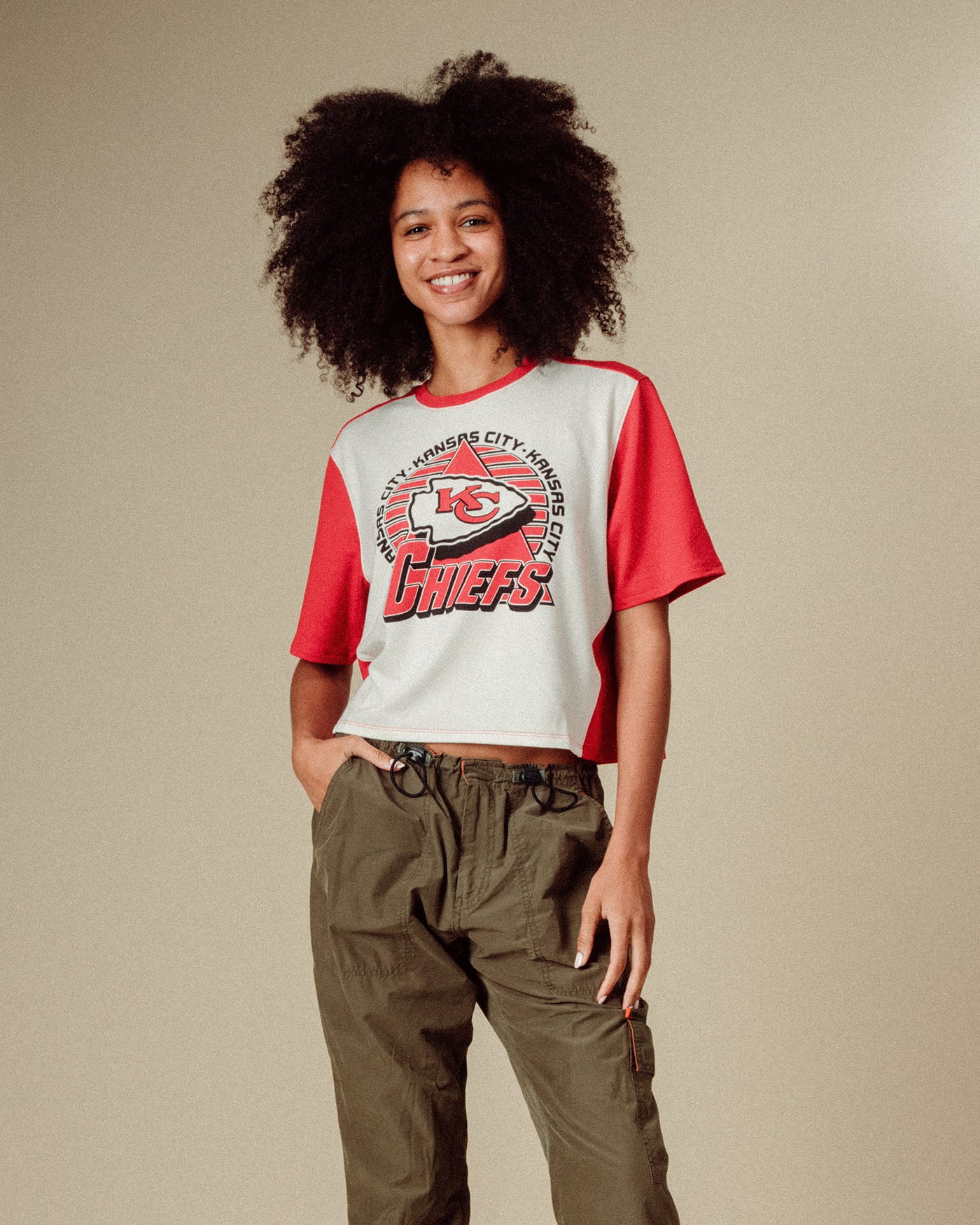 Women's Kansas City Chiefs Color Block Crop Tee Junk Food Clothing
