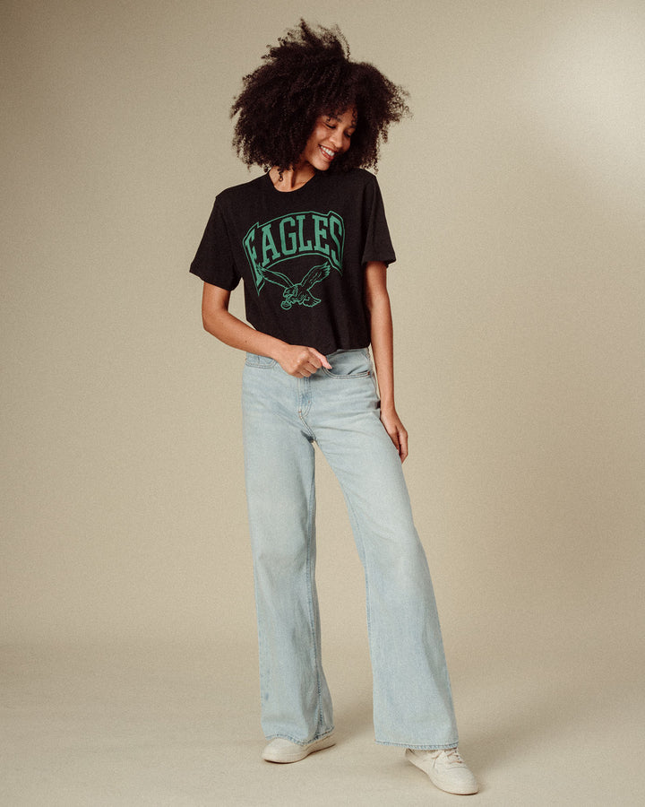 Women's Philadelphia Eagles Blitz Mock Neck Crop Tee