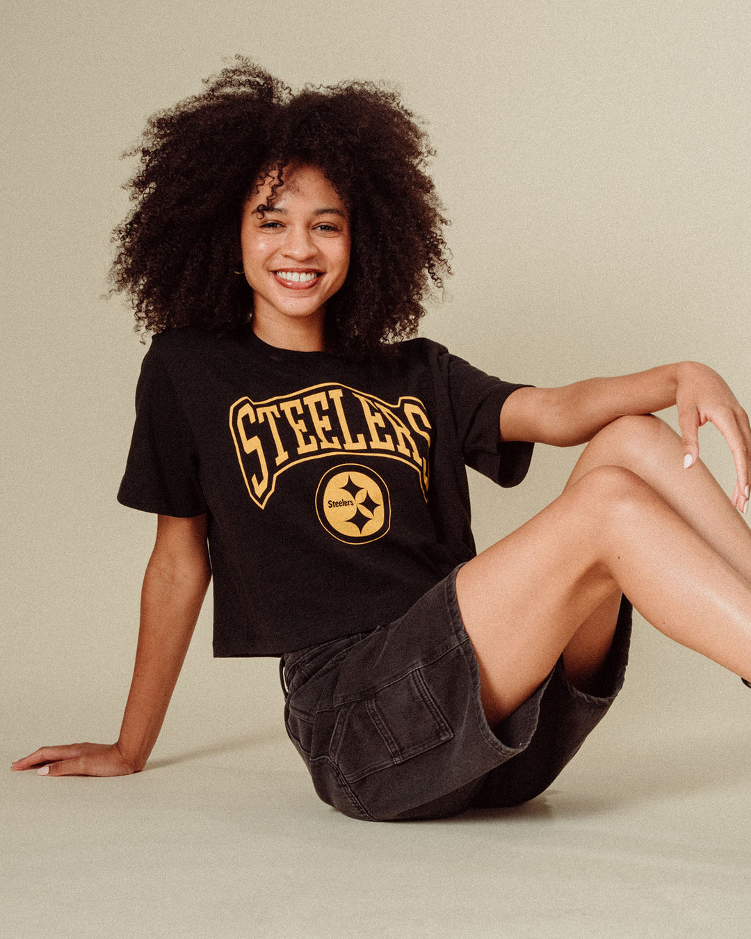 Women's Pittsburgh Steelers Blitz Mock Neck Crop Tee