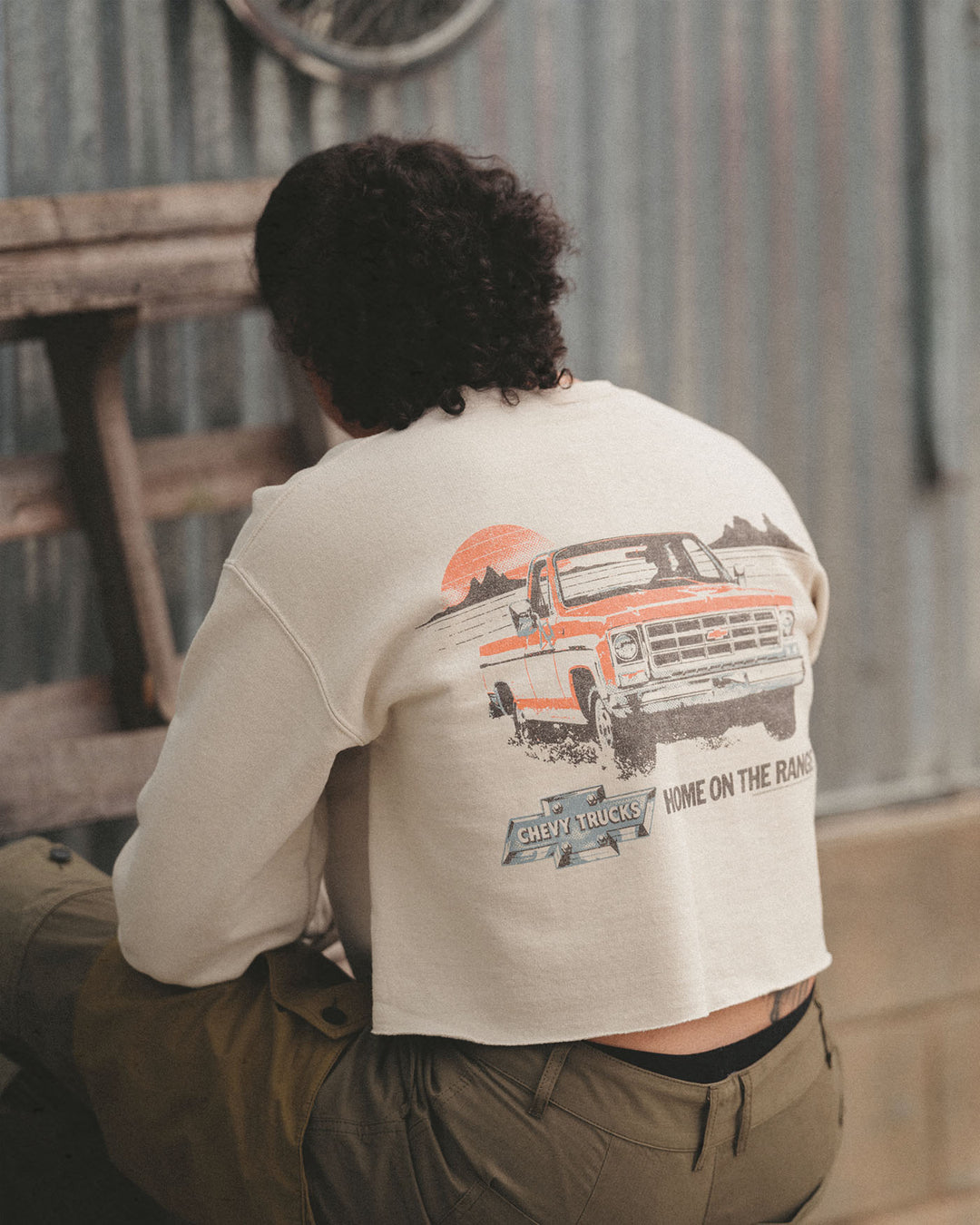 Women's Chevy Trucks Home on the Range Cropped Flea Market Fleece