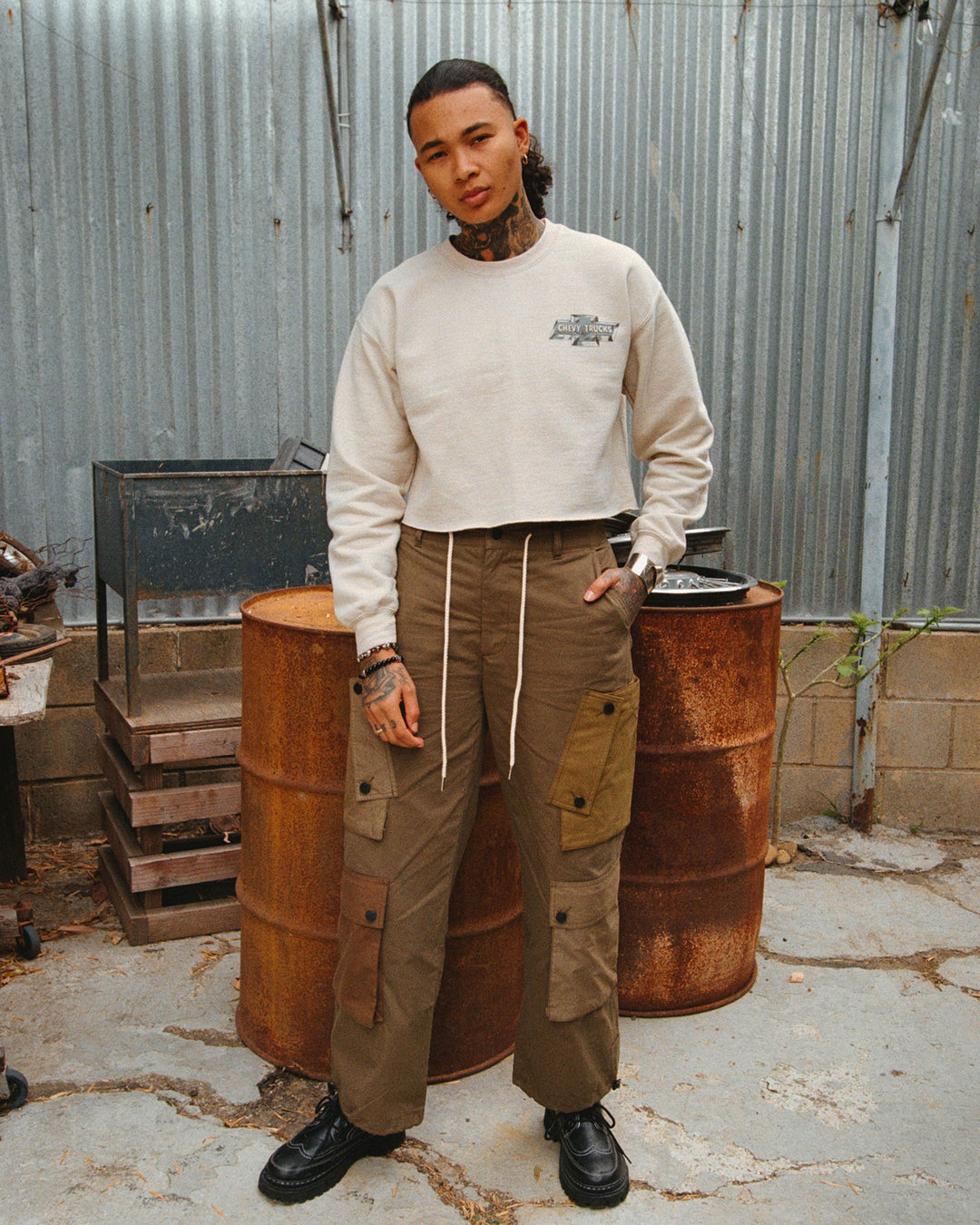 Women's Chevy Trucks Home on the Range Cropped Flea Market Fleece