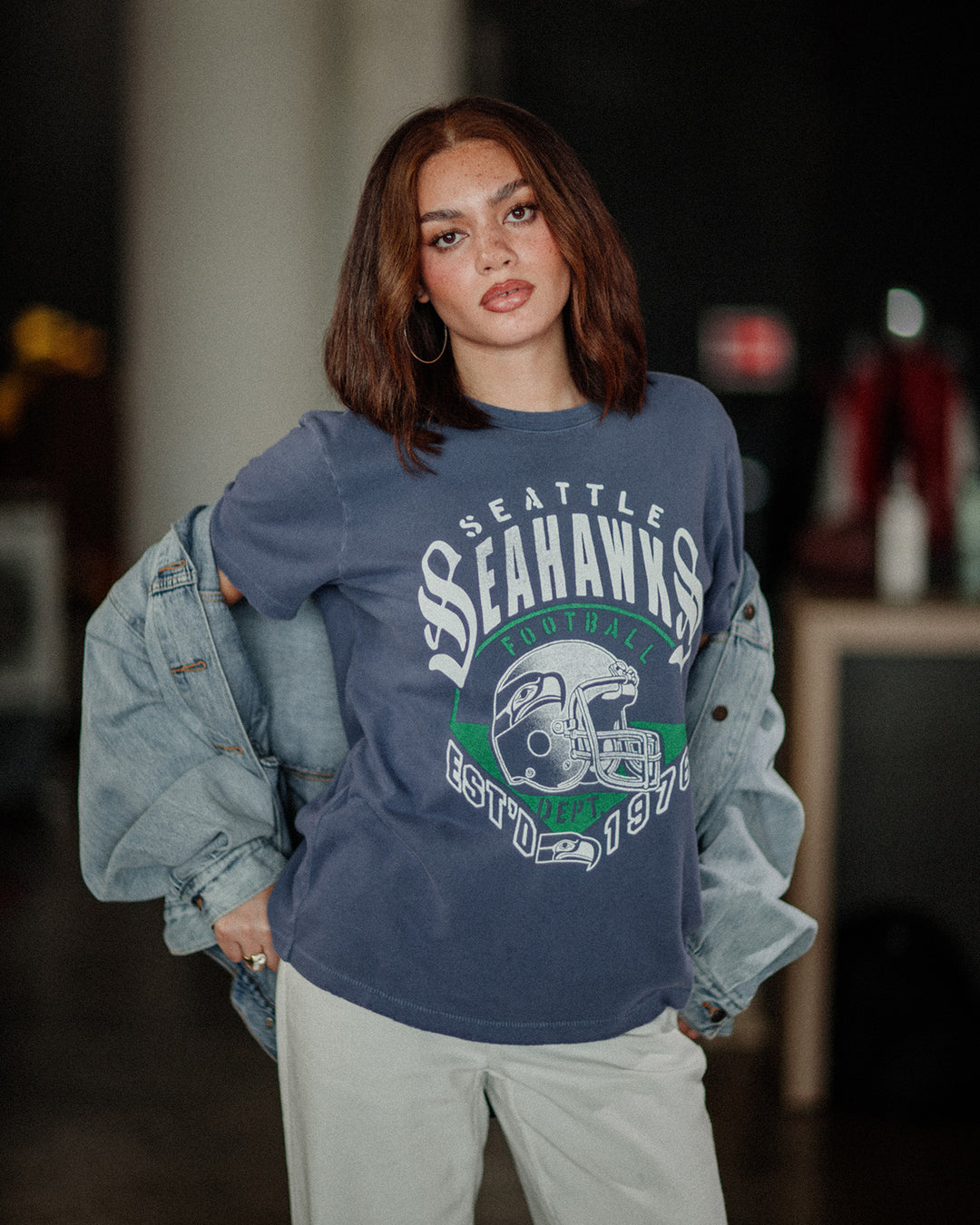 Women's Seattle Seahawks Gridiron Vintage Tee