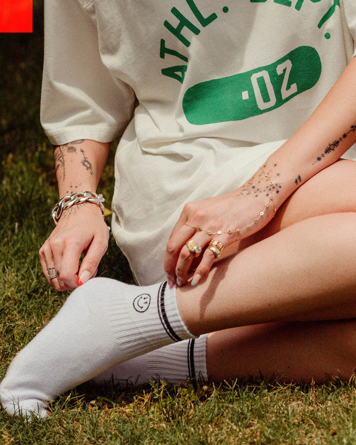 JF Smiley Embroidered Logo Ankle Socks