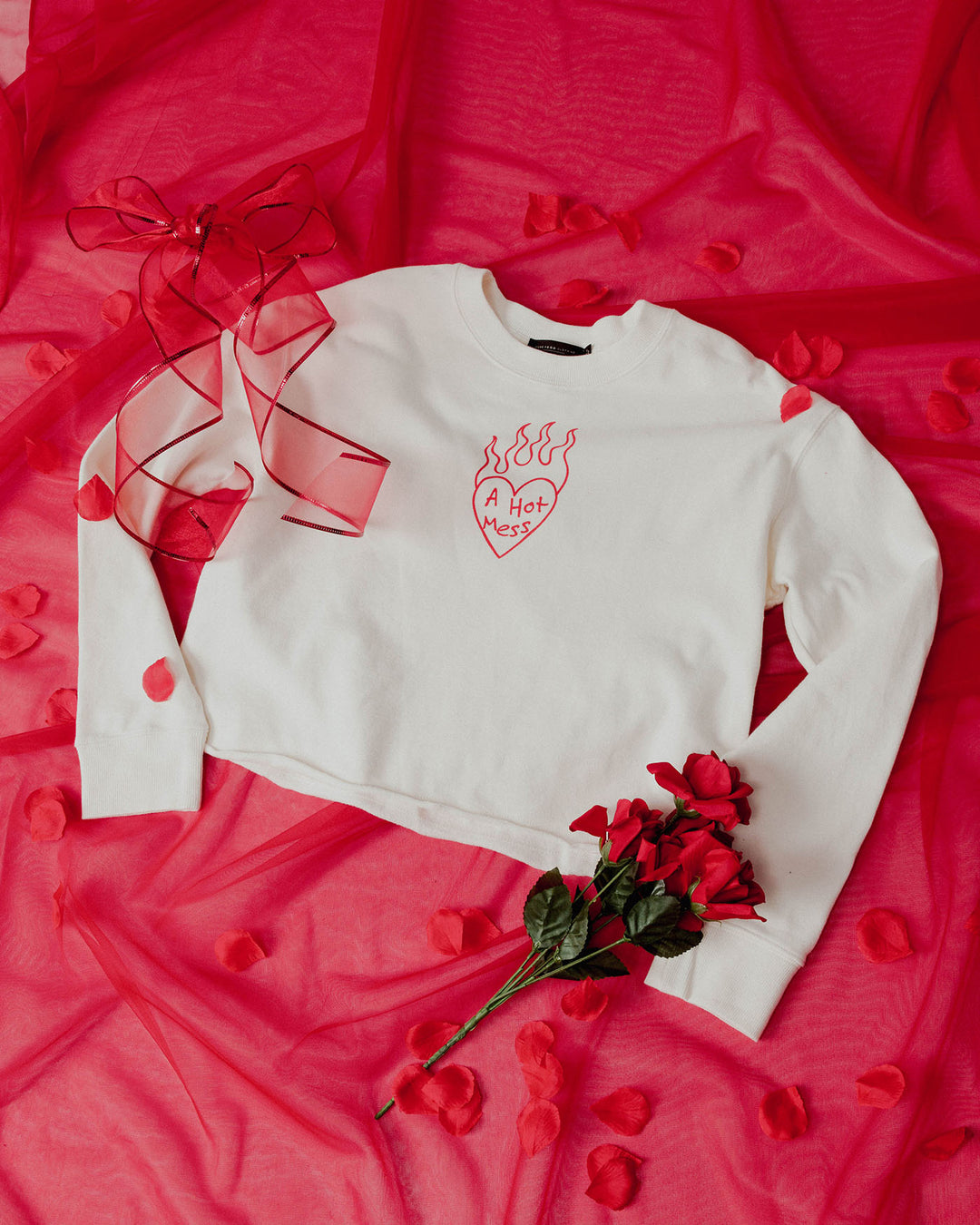 Women's A Hot Mess Cropped Crew Fleece