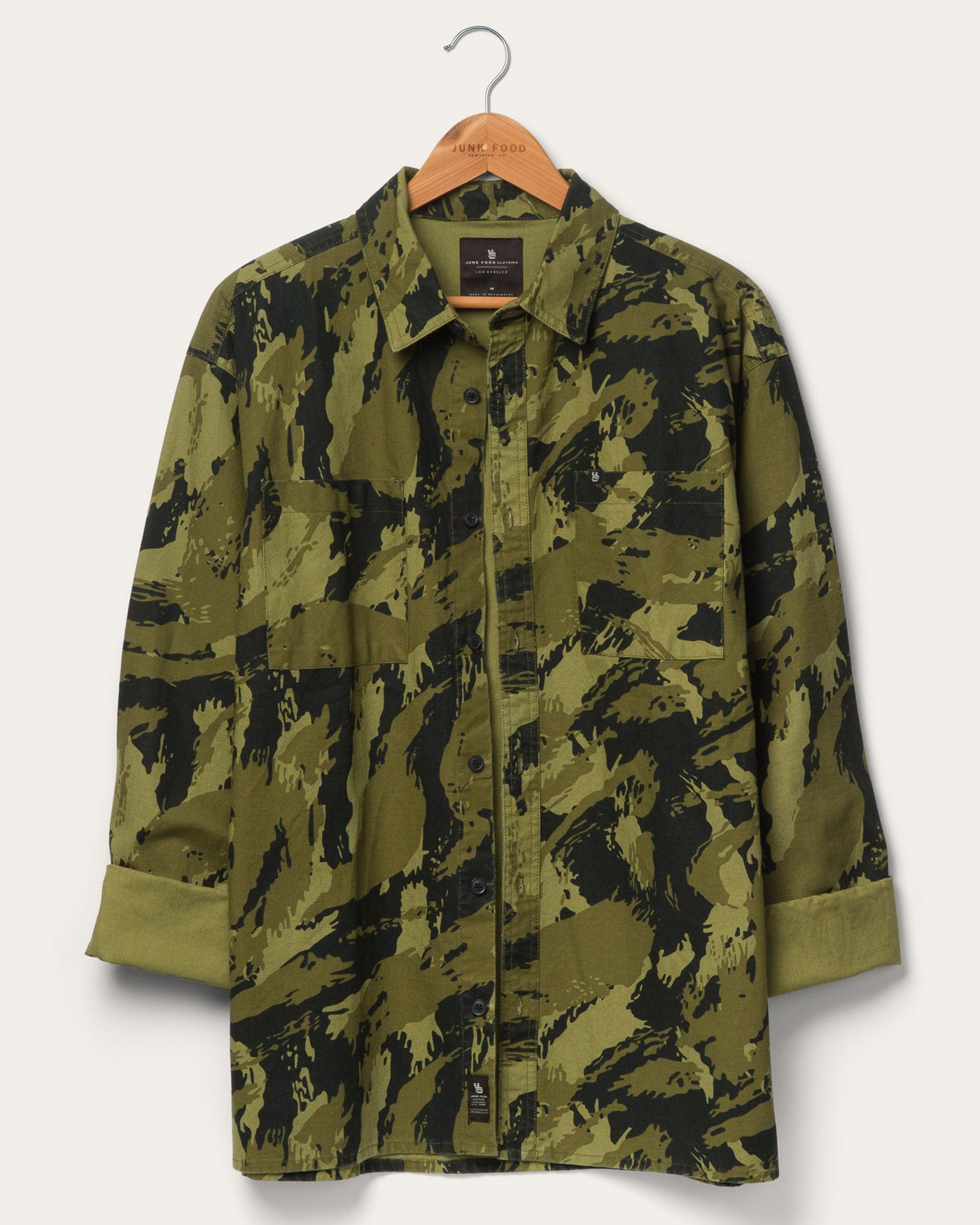 Tame Oversized Two Pocket Long Sleeve Camo Shirt | Junk Food