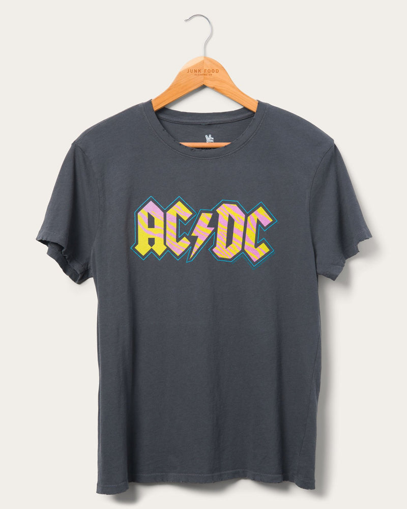 Women's AC/DC Neon Zebra Vintage Tee | Junk Food Clothing